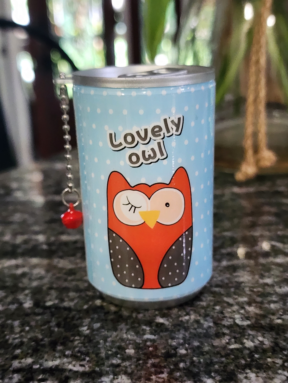 Lovely Owl Blue Decorative Mini Wet Wipe Container with Red Owl Graphic